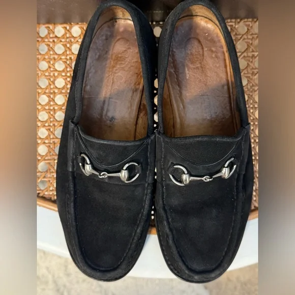 Gucci Mens Black Suede Silver Bit Lug Sole 8.5 D Loafer With Gucci Box - Picture 13 of 15